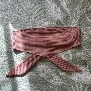 Shein Pink Textured crop w/tie back